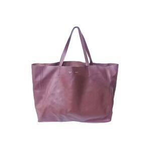 CELINE Horizontal Cabas Tote Bag Handbag Logo Leather Bordeaux Purple Wine Red
